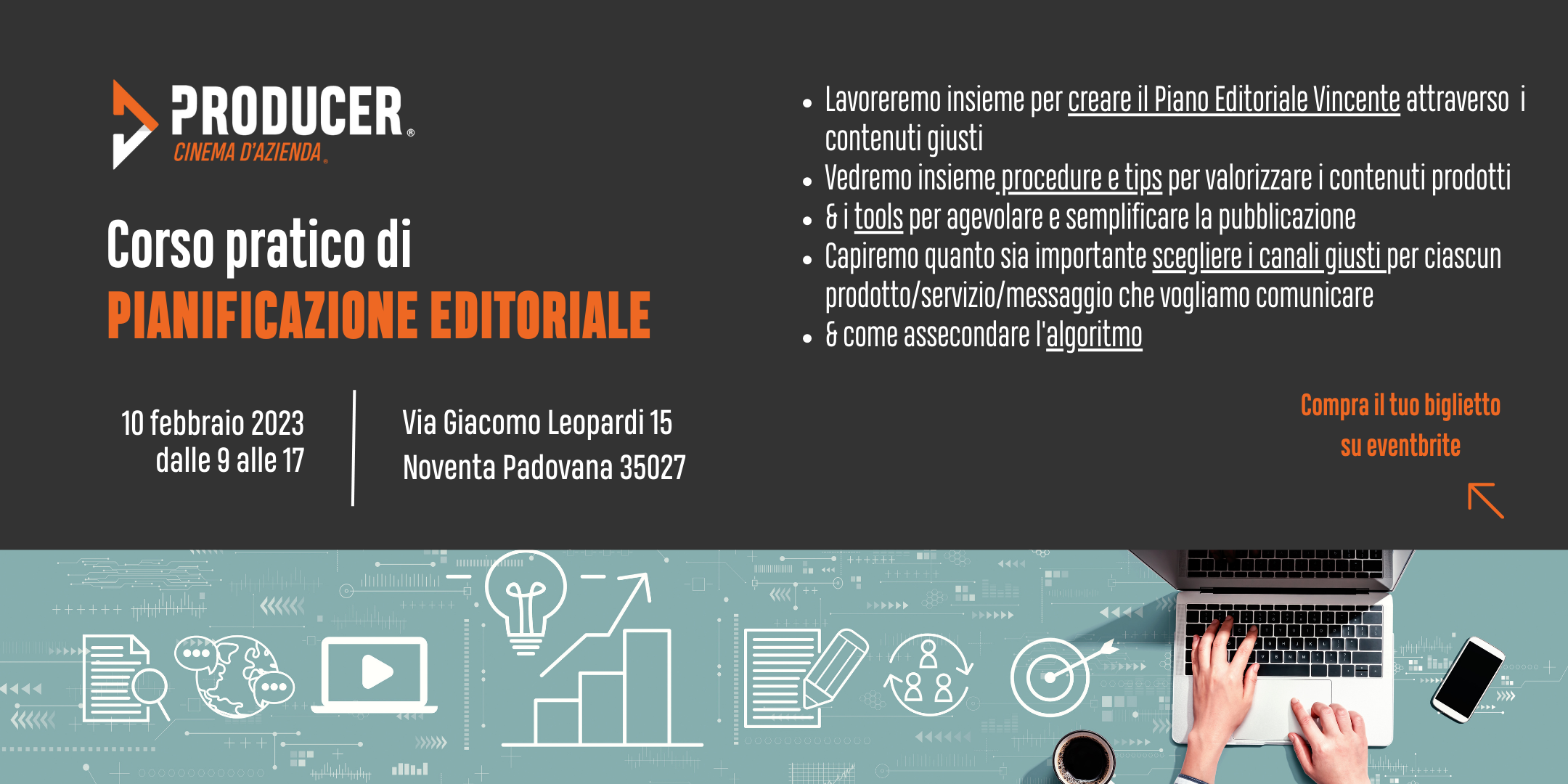 Locandina corso pratico di pianificazione editoriale Locandina corso pratico di pianificazione editoriale